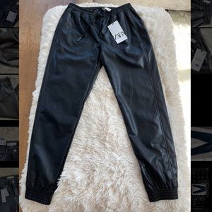 Zara Small Black Leather Joggers